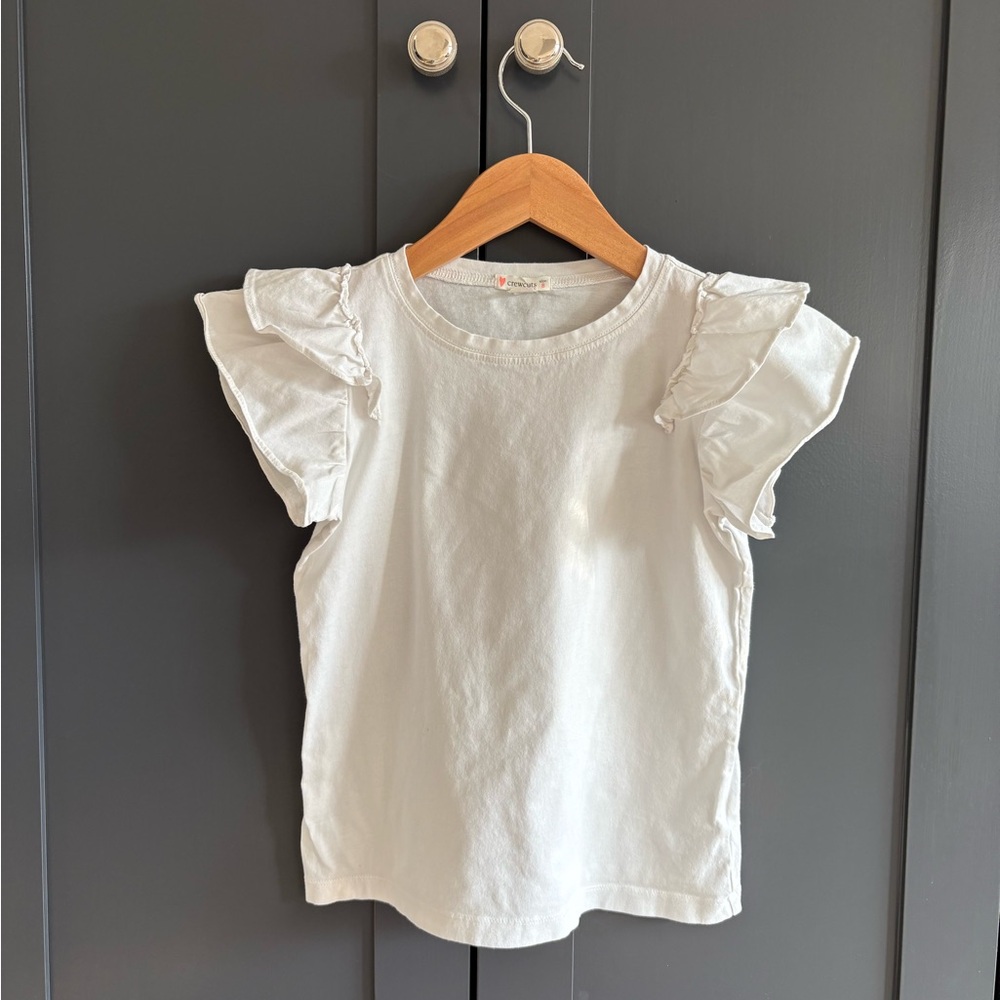 Crewcuts White Ruffle Sleeve Tee